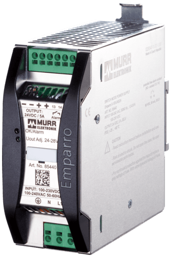Murr Elektronik 85434 85434 Murrelektronik - EMPARRO POWER SUPPLY 1-PHASE, IN: 100-240VAC OUT: 12-15VDC/10A, Power Boost - for 4 seconds 50% additional power, Alarm Contact Murr Elektronik 85434 85434 Murrelektronik - EMPARRO POWER SUPPLY 1-PHASE, IN: 100-240VAC OUT: 12-15VDC/10A, Power Boost - for 4 seconds 50% additional power, Alarm Contact