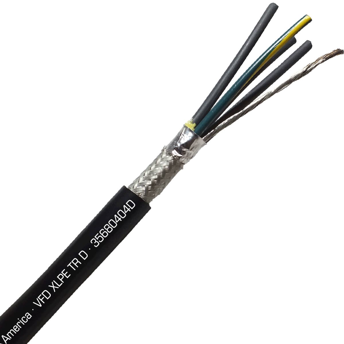 SAB 35680404D VFD XLPE TR D - 4 AWG/4c, oil resistant XLPE insulated VFD cable drain wire, foil and braid shield, UL, CSA, WTTC, TC-ER, CE, RoHS SAB 35680404D VFD XLPE TR D - 4 AWG/4c, oil resistant XLPE insulated VFD cable drain wire, foil and braid shield, UL, CSA, WTTC, TC-ER, CE, RoHS