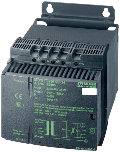 Murr Elektronik 85401 85401 Murrelektronik - MTPS POWER SUPPLY 1/2-PHASE, SMOOTHED, IN: 230/400+/-15VAC OUT: :24V/1ADC, For screw and DIN-rail mounting Murr Elektronik 85401 85401 Murrelektronik - MTPS POWER SUPPLY 1/2-PHASE, SMOOTHED, IN: 230/400+/-15VAC OUT: :24V/1ADC, For screw and DIN-rail mounting