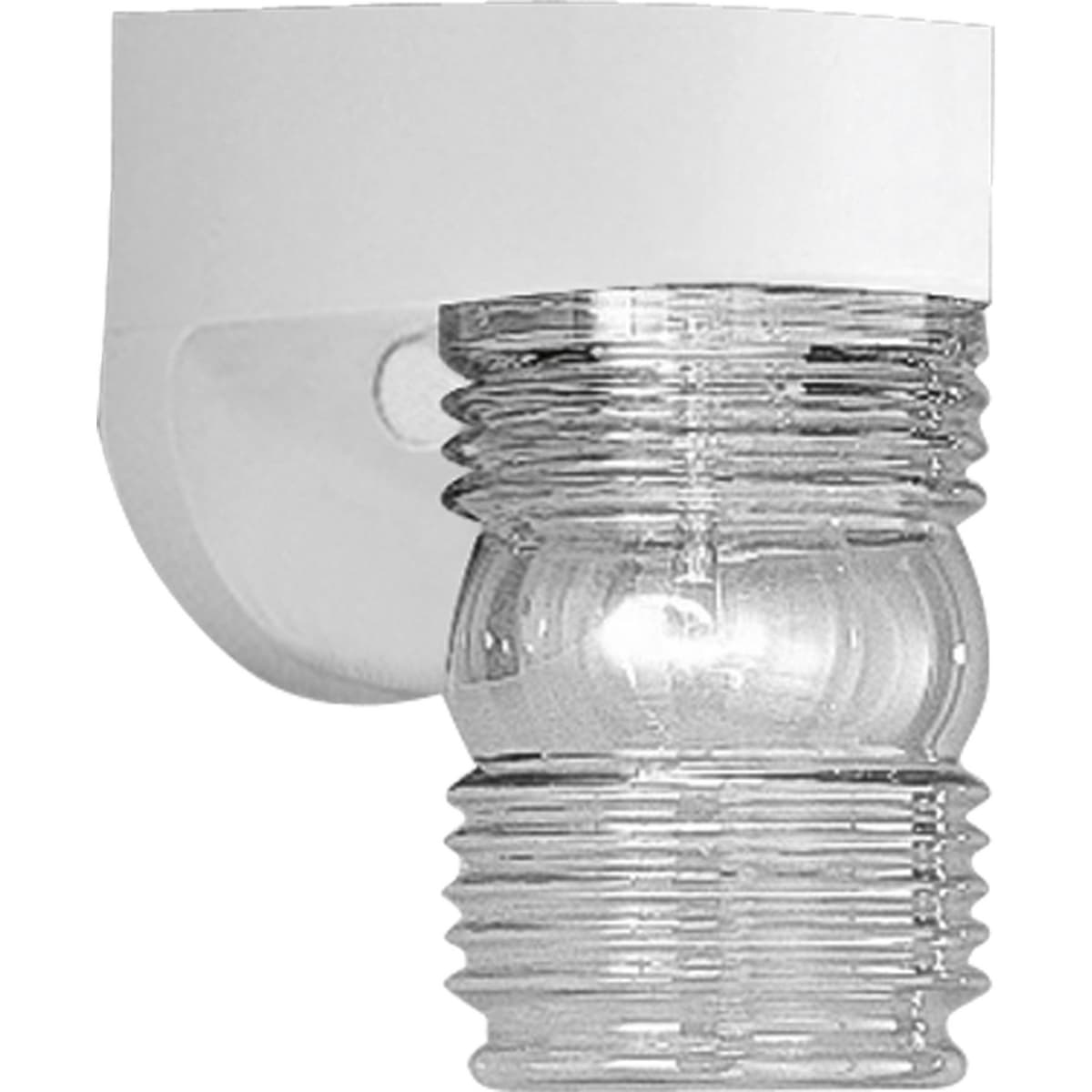 Hubbell P5612-30 Durable outdoor one-light wall lantern with a clear lexan diffuser and White finish.  ; White finish. ; Clear Lexan diffuser. ; Wall mount. Hubbell P5612-30 Durable outdoor one-light wall lantern with a clear lexan diffuser and White finish.  ; White finish. ; Clear Lexan diffuser. ; Wall mount.