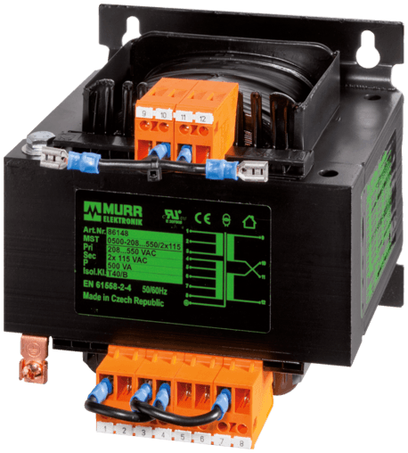 Murr Elektronik 86146 86146 Murrelektronik - MST 1-PHASE CONTROL AND ISOLATION TRANSFORMER, P: 320VA IN: 208..550VAC OUT: 2x115VAC Murr Elektronik 86146 86146 Murrelektronik - MST 1-PHASE CONTROL AND ISOLATION TRANSFORMER, P: 320VA IN: 208..550VAC OUT: 2x115VAC