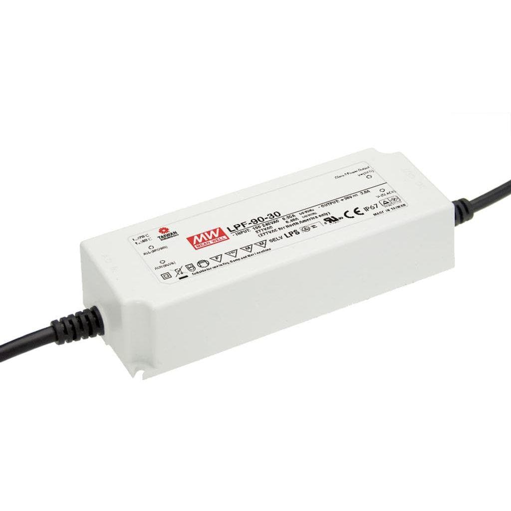 MEAN WELL LPF-90-30 AC-DC Single output LED driver Mix mode (CV+CC); Output 30Vdc at 3A; cable output; No dimming MEAN WELL LPF-90-30 AC-DC Single output LED driver Mix mode (CV+CC); Output 30Vdc at 3A; cable output; No dimming