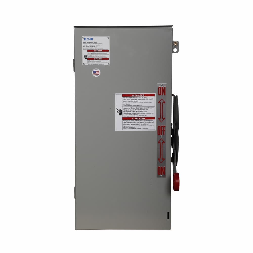 Eaton DT362URK DT362URK Eaton - Eaton Heavy duty double-throw non-fused safety switch, 60 A, NEMA 3R, Painted galvanized steel, Non-fusible, Three-pole, Three-wire, 600 Vac, 250 Vdc Eaton DT362URK DT362URK Eaton - Eaton Heavy duty double-throw non-fused safety switch, 60 A, NEMA 3R, Painted galvanized steel, Non-fusible, Three-pole, Three-wire, 600 Vac, 250 Vdc