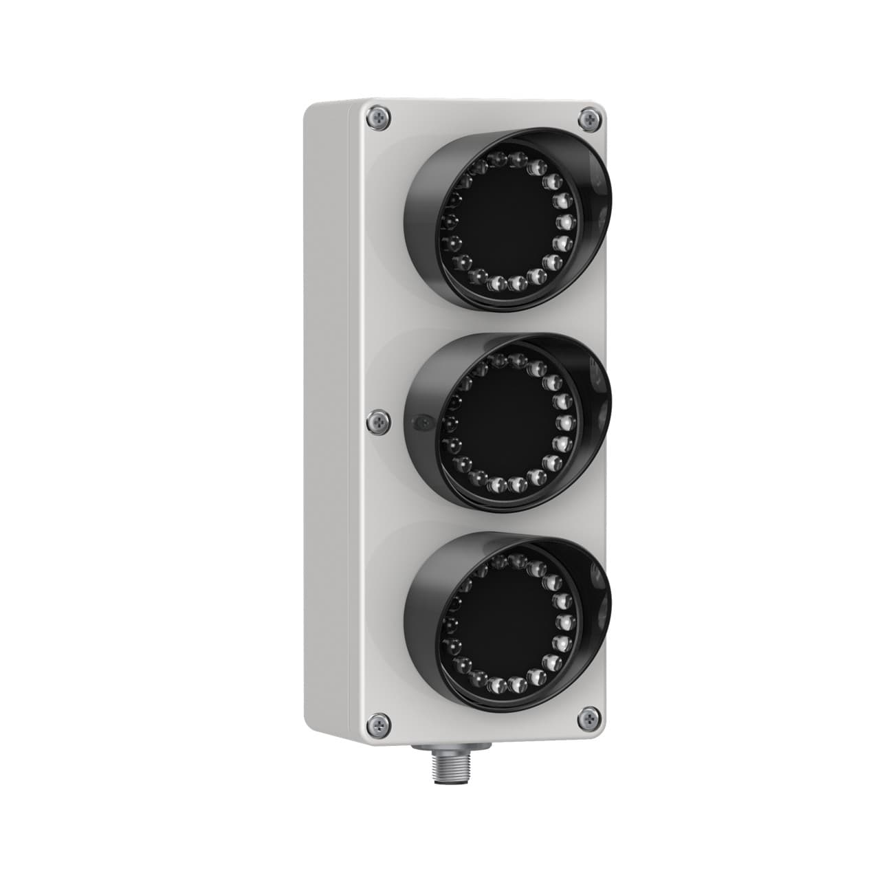 Banner SP350GRYPQ Banner Engineering SP350GRYPQ is a traffic light from the EZ-LIGHT series featuring a 3-tier design with a 3-color G+R+Y (Green, Red, Yellow) LED illumination pattern. This LED traffic signal light is constructed with a polycarbonate (PC) base and comes in a gray housing. It is pre-equipped with a 4-pin M12 Euro-style quick disconnect (QD) connector for connectivity. Designed for surface or wall mounting, the SP350GRYPQ operates on a supply voltage of 15Vdc to 30Vdc, with 24Vdc nominal. It is suitable for ambient air temperatures ranging from -40°C to +50°C. This traffic light offers an IP65 degree of protection against dust and water ingress, ensuring its suitability for various environmental conditions. It has a current consumption of 120mA and includes 3 digital inputs (15-30Vdc; PNP) for color control. Banner SP350GRYPQ Banner Engineering SP350GRYPQ is a traffic light from the EZ-LIGHT series featuring a 3-tier design with a 3-color G+R+Y (Green, Red, Yellow) LED illumination pattern. This LED traffic signal light is constructed with a polycarbonate (PC) base and comes in a gray housing. It is pre-equipped with a 4-pin M12 Euro-style quick disconnect (QD) connector for connectivity. Designed for surface or wall mounting, the SP350GRYPQ operates on a supply voltage of 15Vdc to 30Vdc, with 24Vdc nominal. It is suitable for ambient air temperatures ranging from -40°C to +50°C. This traffic light offers an IP65 degree of protection against dust and water ingress, ensuring its suitability for various environmental conditions. It has a current consumption of 120mA and includes 3 digital inputs (15-30Vdc; PNP) for color control.
