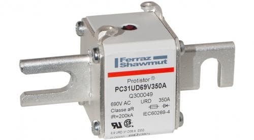 Mersen Q300049 Q300049 Mersen - Square Body High-Speed Fuse Protistor® Size 31 aR 690VAC IEC 700VAC UL 350A With Striker DIN 80 Blades Mersen Q300049 Q300049 Mersen - Square Body High-Speed Fuse Protistor® Size 31 aR 690VAC IEC 700VAC UL 350A With Striker DIN 80 Blades