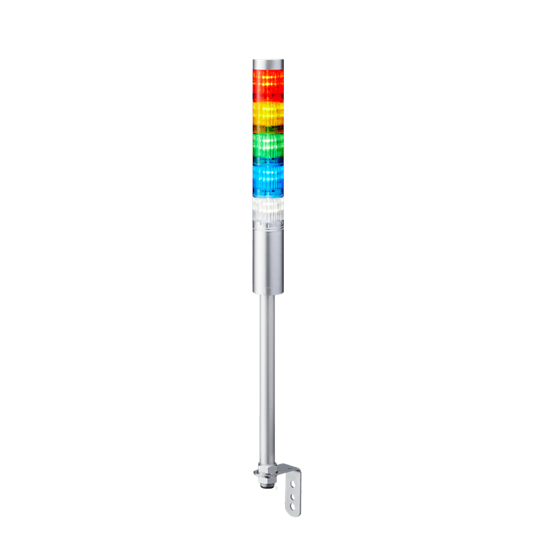 Patlite LR4-502LJNU-RYGBC 40mm 5-tier Signal Tower, 24V DC, Pole Mount with L Bracket and Cable, No Flashing/Buzzer, Silver body, Red, Amber, Green, Blue and White LED Modules Patlite LR4-502LJNU-RYGBC 40mm 5-tier Signal Tower, 24V DC, Pole Mount with L Bracket and Cable, No Flashing/Buzzer, Silver body, Red, Amber, Green, Blue and White LED Modules
