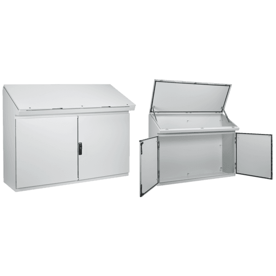 Hoffman PGLD12135DC ProLine Gold Series Double-Bay Desk Console, Type 12, 1175x1250x469mm, Lt Gray Hoffman PGLD12135DC ProLine Gold Series Double-Bay Desk Console, Type 12, 1175x1250x469mm, Lt Gray