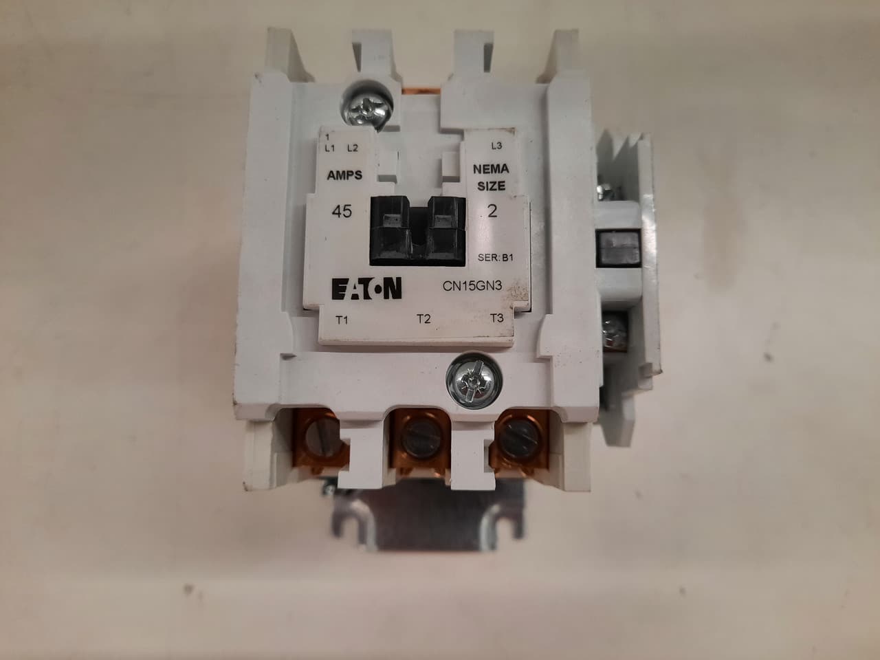Eaton CN15GN3AB CN15GN3AB Eaton - Eaton Freedom NEMA motor control contactor, NEMA Freedom Series Non-Reversing contactor, 3 hp at 115V, 7-1/2 hp at 230V, 10 hp at 208V, 15 hp at 240V, 25 hp at 480,600V maximum horsepower, 120V/60 Hz, 45A, Four-pole, Size 2 Eaton CN15GN3AB CN15GN3AB Eaton - Eaton Freedom NEMA motor control contactor, NEMA Freedom Series Non-Reversing contactor, 3 hp at 115V, 7-1/2 hp at 230V, 10 hp at 208V, 15 hp at 240V, 25 hp at 480,600V maximum horsepower, 120V/60 Hz, 45A, Four-pole, Size 2