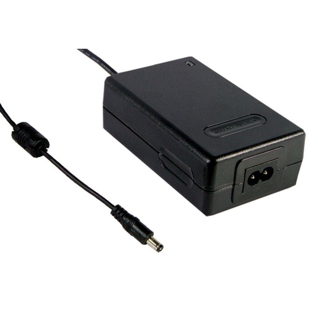 MEAN WELL MES30B-6P1J AC-DC Single output medical desktop adaptor with 2 pin IEC320-C8 input socket; Output 24VDC at 1.25A with P1J tuning fork plug OD 5.5mm; ID 2.1mm; length 11mm; 2xMOPP; Class II; MES30B-6P1J is succeeded by GSM40A24-P1J. MEAN WELL MES30B-6P1J AC-DC Single output medical desktop adaptor with 2 pin IEC320-C8 input socket; Output 24VDC at 1.25A with P1J tuning fork plug OD 5.5mm; ID 2.1mm; length 11mm; 2xMOPP; Class II; MES30B-6P1J is succeeded by GSM40A24-P1J.