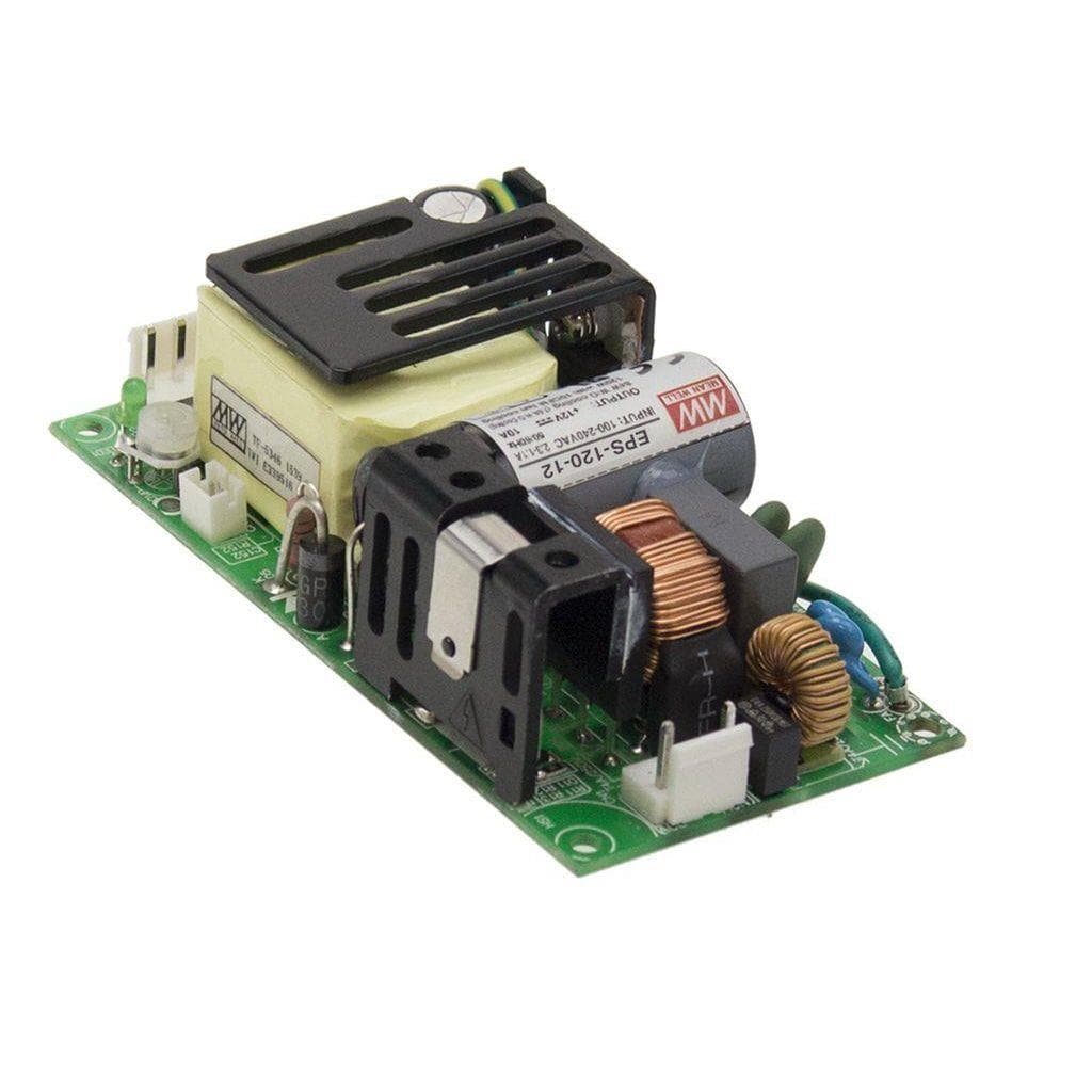 MEAN WELL EPS-120-24 AC-DC Single output Open frame power supply; Output 24Vdc at 3.5A; 12Vdc 5A auxiliary output; 1U low profile MEAN WELL EPS-120-24 AC-DC Single output Open frame power supply; Output 24Vdc at 3.5A; 12Vdc 5A auxiliary output; 1U low profile