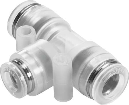 Festo 133116 push-in T-connector NPQP-T-Q8-Q6-FD-P10 Size: Standard, Nominal size: 3,6 mm, Container size: 10, Design structure: Push/pull principle, Temperature dependent operating pressure: -0,95 - 10 bar Festo 133116 push-in T-connector NPQP-T-Q8-Q6-FD-P10 Size: Standard, Nominal size: 3,6 mm, Container size: 10, Design structure: Push/pull principle, Temperature dependent operating pressure: -0,95 - 10 bar