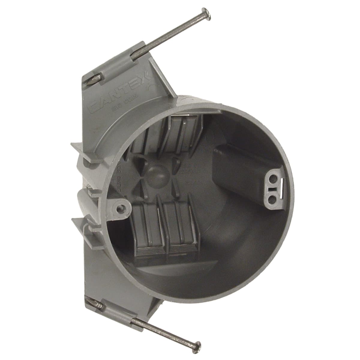 Hubbell 7119RAC 3-1/2 in. Round Nonmetallic Ceiling Box, 2-5/8 in. Deep  ; RACO® Nonmetallic cable boxes provide the installer with a cost alternative that is lightweight and easy to install. ; Self-clamping wire entry clamps. ; Round fixture boxes offer an optional fron Hubbell 7119RAC 3-1/2 in. Round Nonmetallic Ceiling Box, 2-5/8 in. Deep  ; RACO® Nonmetallic cable boxes provide the installer with a cost alternative that is lightweight and easy to install. ; Self-clamping wire entry clamps. ; Round fixture boxes offer an optional fron