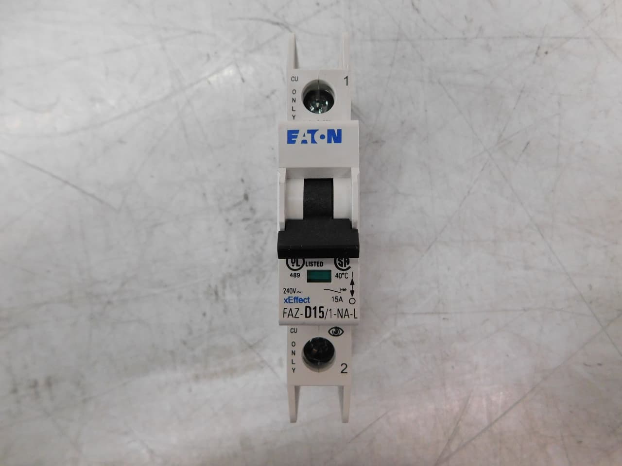 Eaton FAZ-D15/1-NA-L-SP Eaton FAZ branch protector,UL 489 Industrial miniature circuit breaker - supplementary protector,Single package,High levels of inrush current are expected,15 A,10 kAIC,Single-pole,277 V,10-20X /n,1,50-60 Hz,Screw terminals,D Curve Eaton FAZ-D15/1-NA-L-SP Eaton FAZ branch protector,UL 489 Industrial miniature circuit breaker - supplementary protector,Single package,High levels of inrush current are expected,15 A,10 kAIC,Single-pole,277 V,10-20X /n,1,50-60 Hz,Screw terminals,D Curve