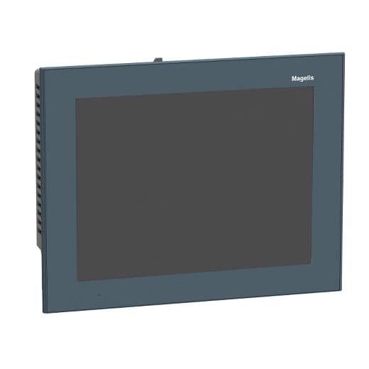 Schneider Electric HMIGTO5310FCW Schneider Electric HMIGTO5310FCW is a coated operator dialogue touchscreen HMI/Programmable Terminal (PT) designed for industrial applications. It features 32 groups of 64 recipes, allowing for a maximum of 1024 ingredients, recipe curves, a log alarm log, and a built-in real-time clock. For connectivity, it includes a USB mini-B port, a USB type A port, two RJ45 ports, and a 9-pin D-Sub connector. It supports multiple communication protocols, including Modbus, Modbus TCP/IP, Uni-TE, RS-232C, RS-485, and Ethernet TCP/IP. The device operates on a 24Vdc supply voltage and is designed for flush mounting. It can operate in ambient air temperatures ranging from 0 to +55°C and offers a degree of protection rated at IP65, IP67, and NEMA 4X. The HMIGTO5310FCW has a connection capacity for a 4GB SD card for expansion and comes with 96MB of memory for applications. The display is a 10.4" VGA TFT with 65K colors and LED backlight, featuring a pixel count of 640x480. It is designed to withstand ambient air temperatures for storage between -20 and +60°C. The operating system is Magelis, and the electrical durability of the backlight is rated at 50,000 hours. Schneider Electric HMIGTO5310FCW Schneider Electric HMIGTO5310FCW is a coated operator dialogue touchscreen HMI/Programmable Terminal (PT) designed for industrial applications. It features 32 groups of 64 recipes, allowing for a maximum of 1024 ingredients, recipe curves, a log alarm log, and a built-in real-time clock. For connectivity, it includes a USB mini-B port, a USB type A port, two RJ45 ports, and a 9-pin D-Sub connector. It supports multiple communication protocols, including Modbus, Modbus TCP/IP, Uni-TE, RS-232C, RS-485, and Ethernet TCP/IP. The device operates on a 24Vdc supply voltage and is designed for flush mounting. It can operate in ambient air temperatures ranging from 0 to +55°C and offers a degree of protection rated at IP65, IP67, and NEMA 4X. The HMIGTO5310FCW has a connection capacity for a 4GB SD card for expansion and comes with 96MB of memory for applications. The display is a 10.4" VGA TFT with 65K colors and LED backlight, featuring a pixel count of 640x480. It is designed to withstand ambient air temperatures for storage between -20 and +60°C. The operating system is Magelis, and the electrical durability of the backlight is rated at 50,000 hours.